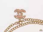 Golden chain necklace with pink clovers studded key pendant