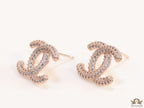 Rose gold plated twin C motif studs with cz