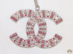Platinum chain alphabet necklace with coloured cz