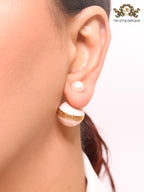 White pearls gold motif studs