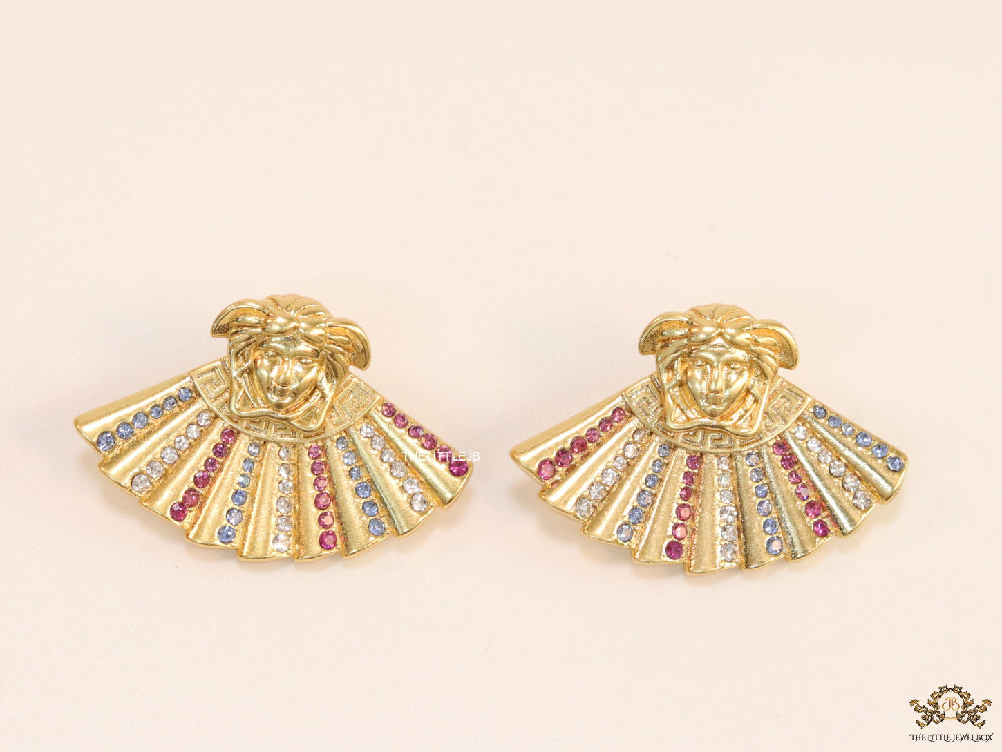 Detachable Medusa earrings with multi cz design at back