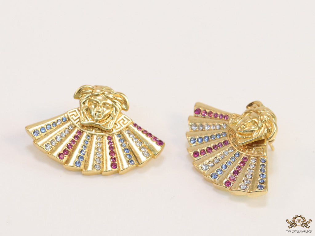 Detachable Medusa earrings with multi cz design at back