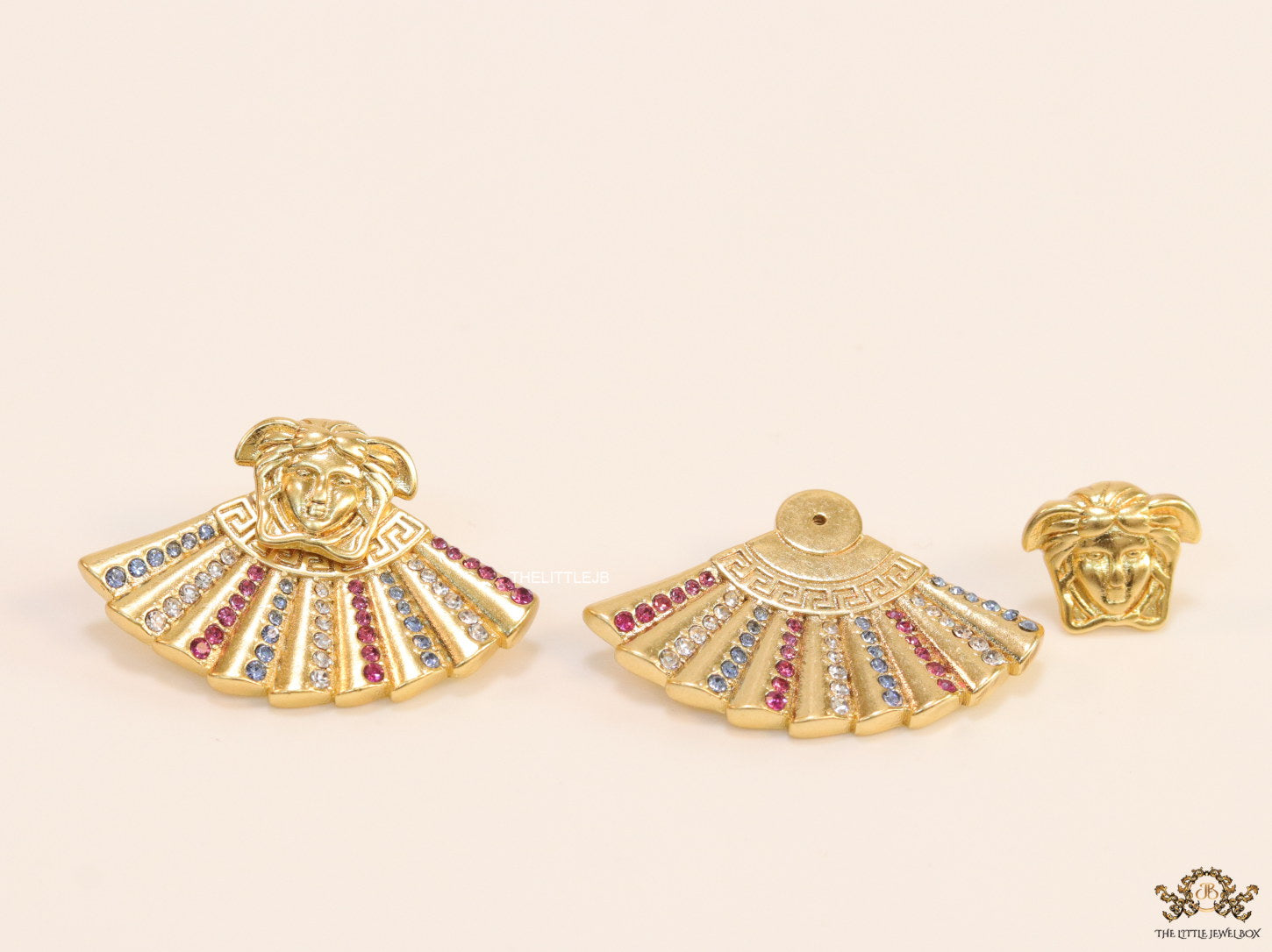 Detachable Medusa earrings with multi cz design at back