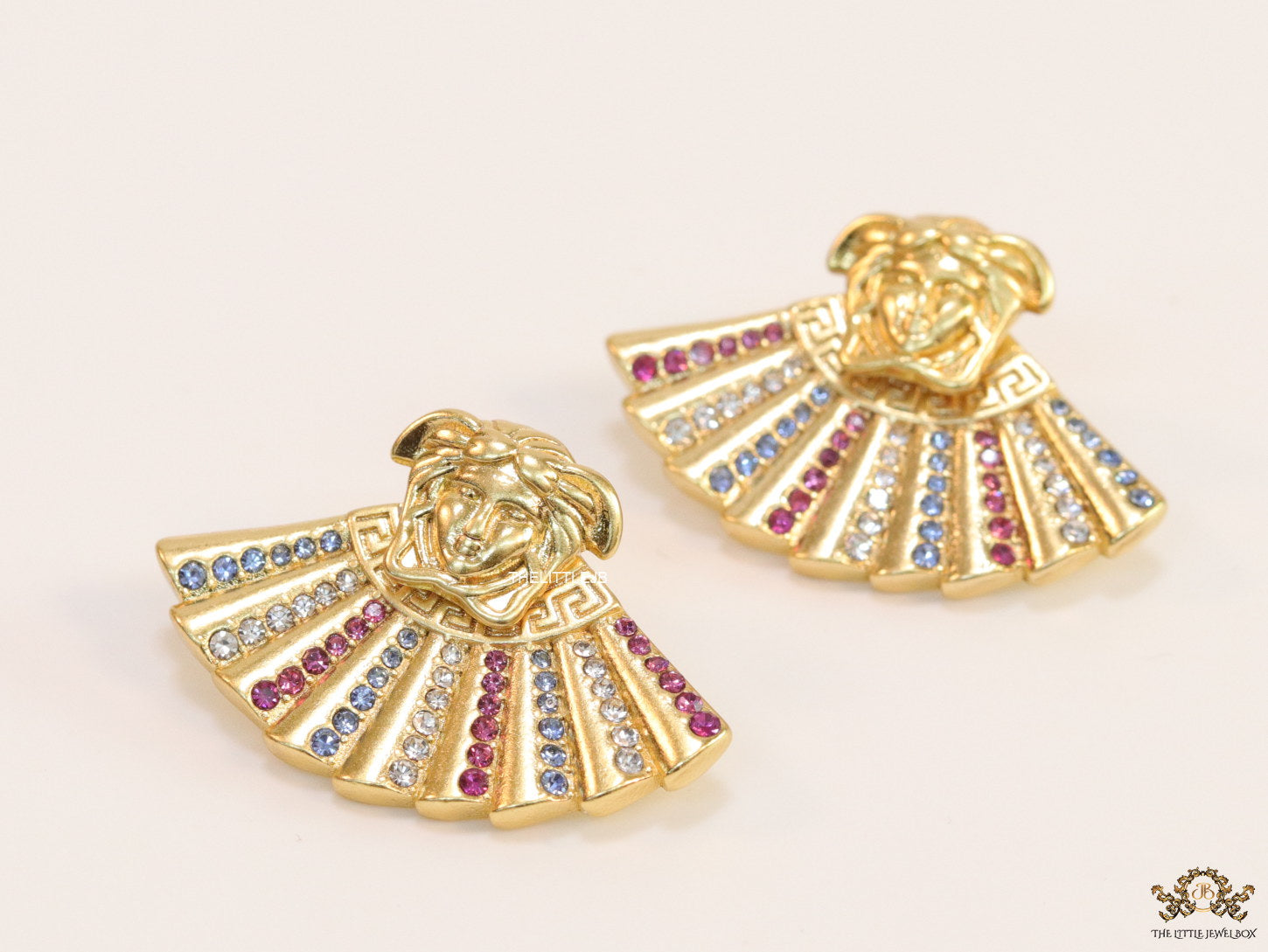 Detachable Medusa earrings with multi cz design at back