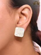 Green enamel and pearl earrings