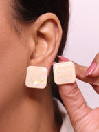 Yellow enamel and pearl earrings
