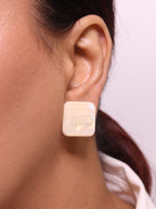 Yellow enamel and pearl earrings