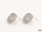 Round platinum studs lined with cz and twin C motif centre