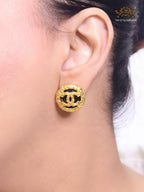 Black and gold double C studs