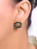 Double G emerald stones studs
