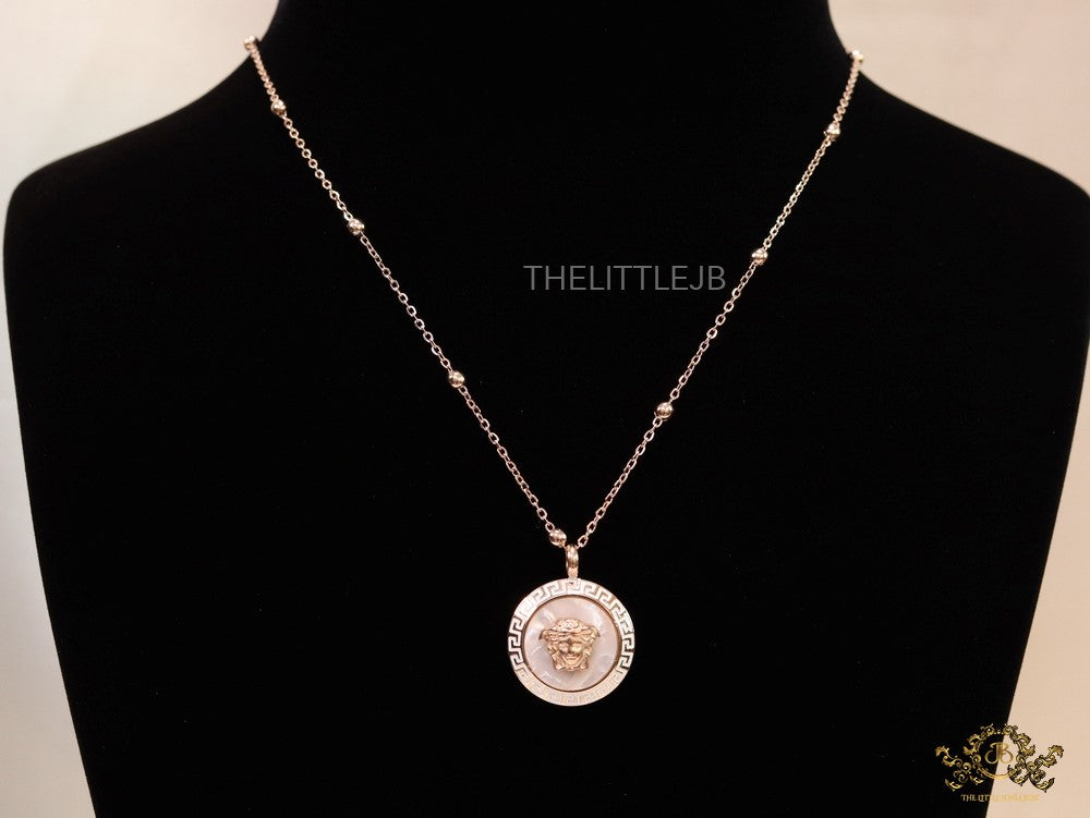Gold plated Athena necklace with mother of pearl