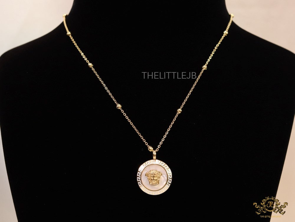 Rose gold plated Athena necklace with mother of pearl