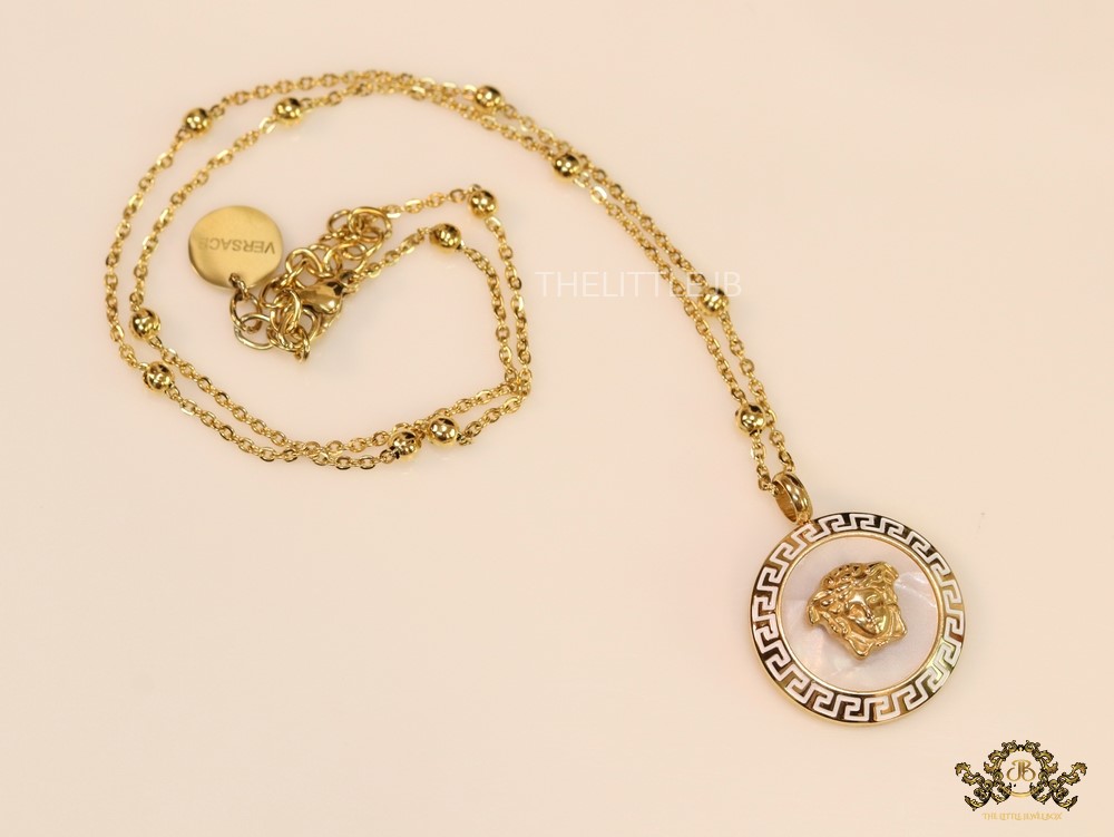 Gold plated Athena necklace with mother of pearl
