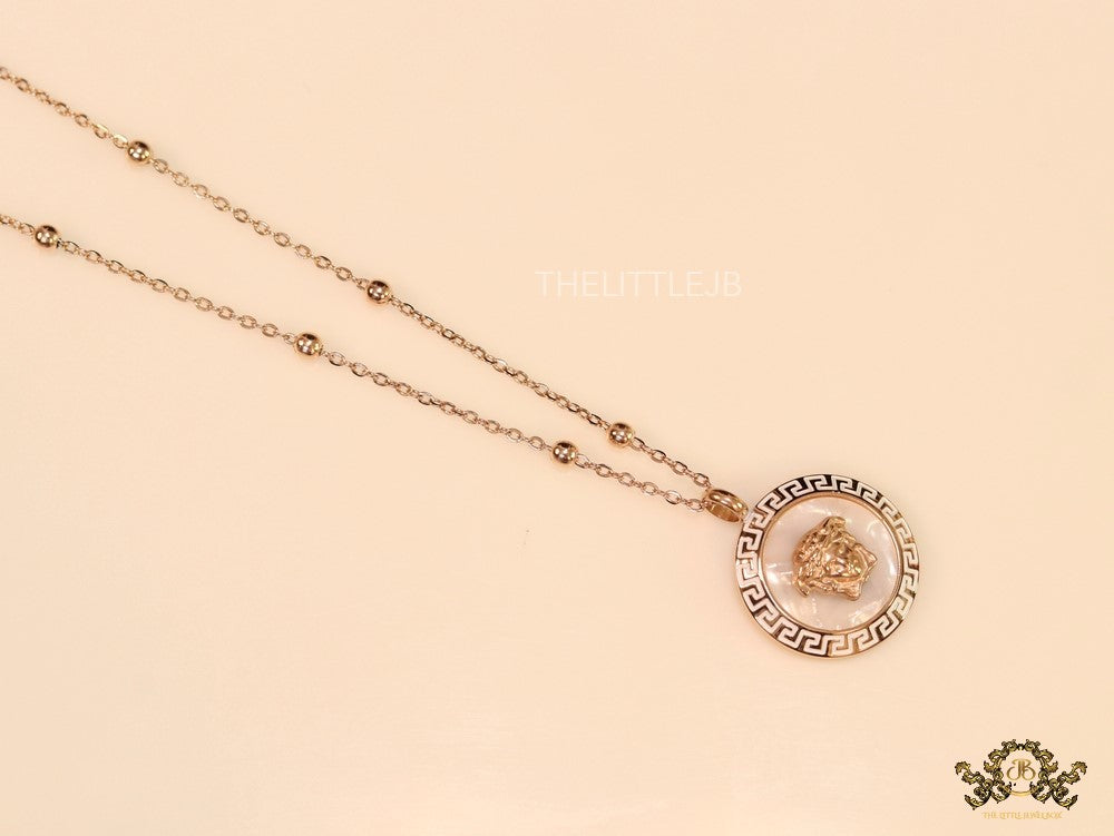 Rose gold plated Athena necklace with mother of pearl
