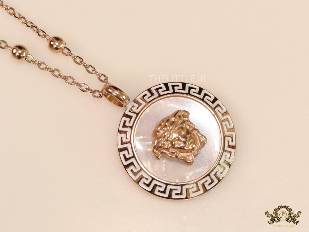 Rose gold plated Athena necklace with mother of pearl