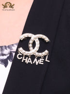 Platinum Double C pearl brooch with charms