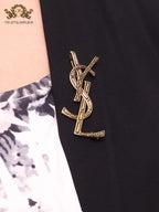 Rustic Copper Alphabet Y S and L brooch