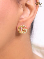 Double G CZ and gold studs
