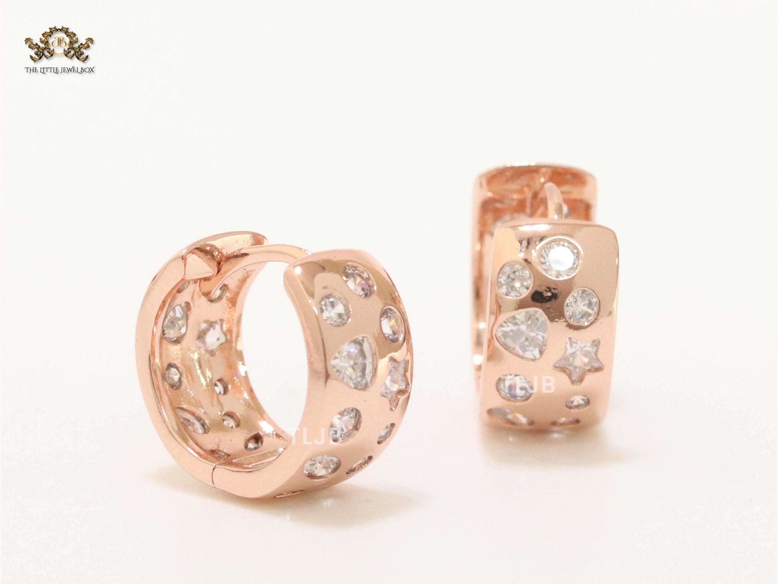 Small hoops with studded cz - Rose gold