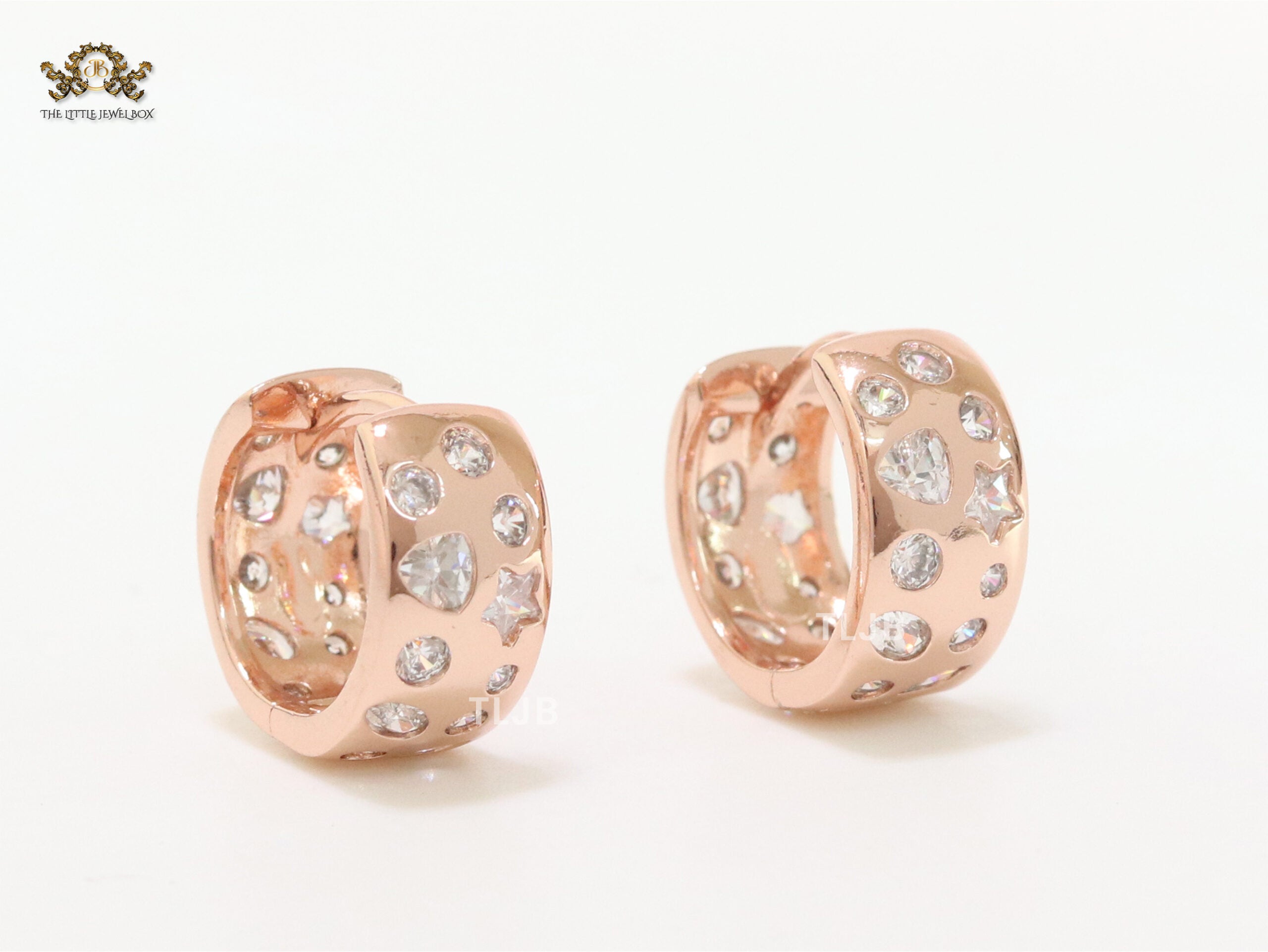 Small hoops with studded cz - Rose gold