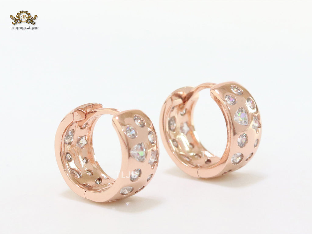 Small hoops with studded cz - Rose gold