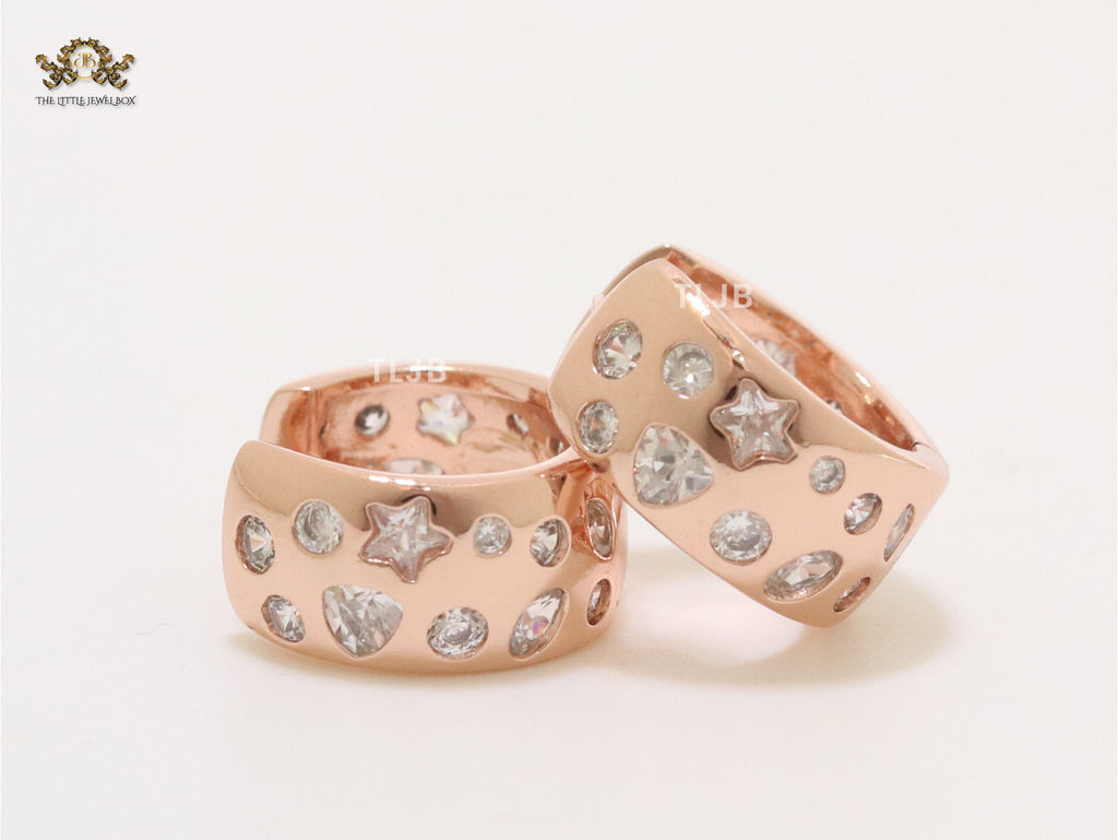 Small hoops with studded cz - Rose gold