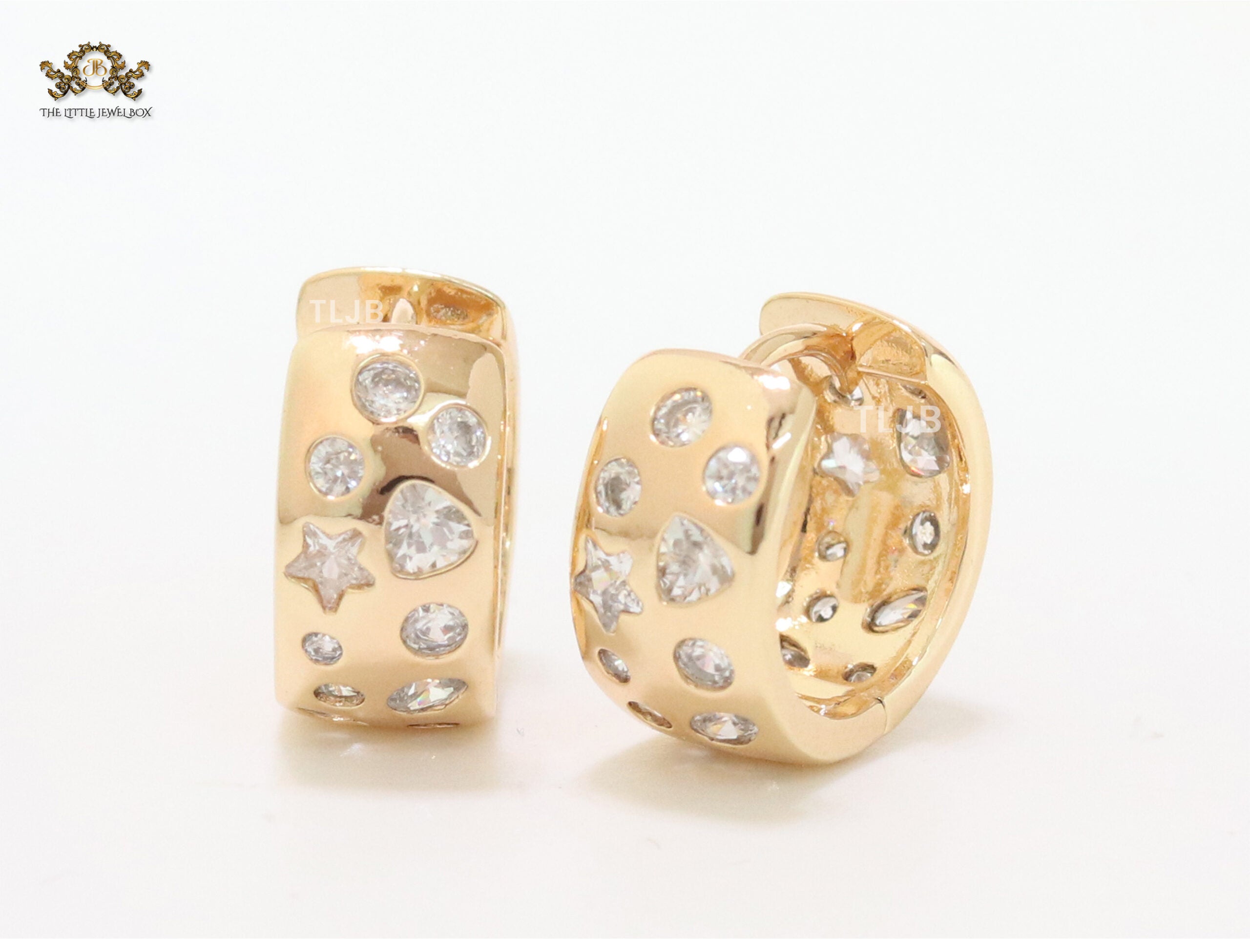 Small hoops with studded cz - Gold