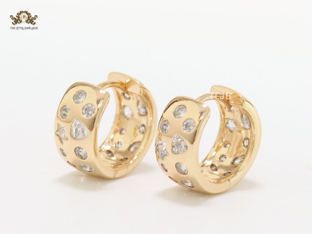 Small hoops with studded cz - Gold