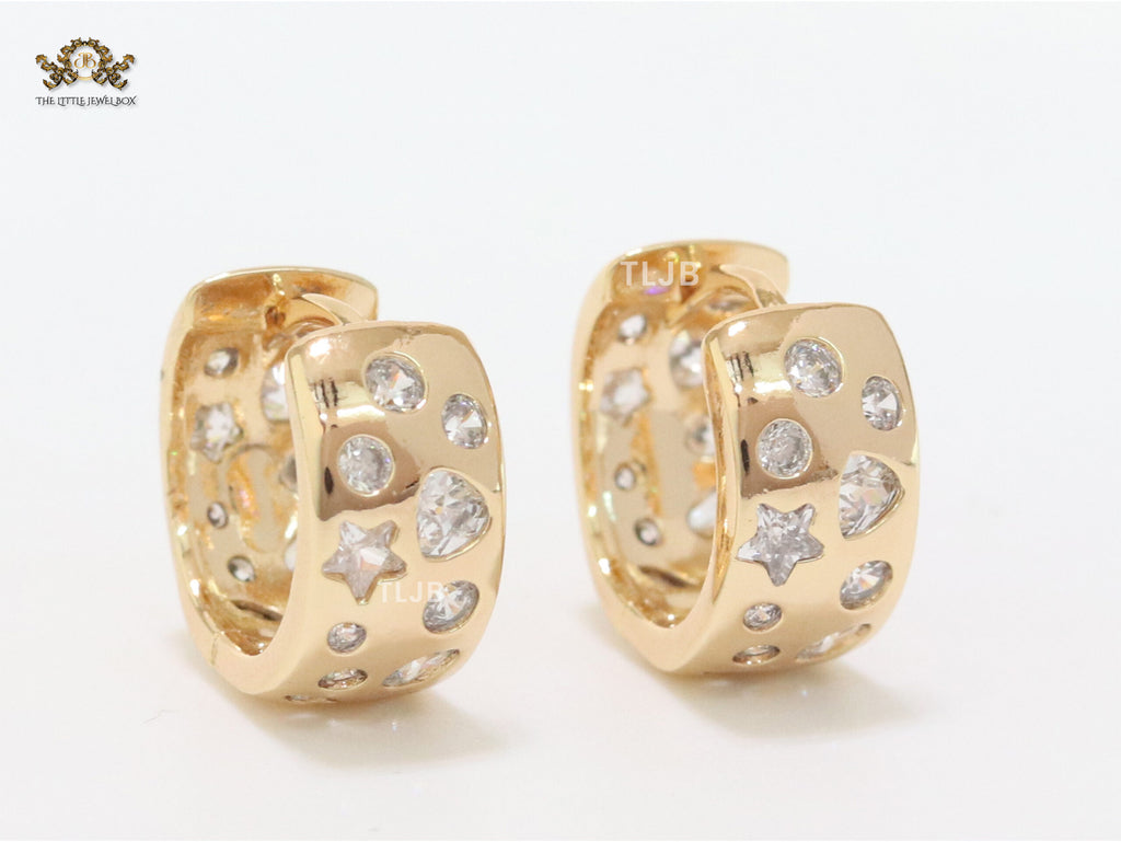 Small hoops with studded cz - Gold