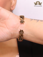 Rustic copper Double G and flowers hard bracelet with ruby