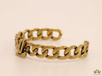 Antique Gold finish link chain bracelet with alphabets