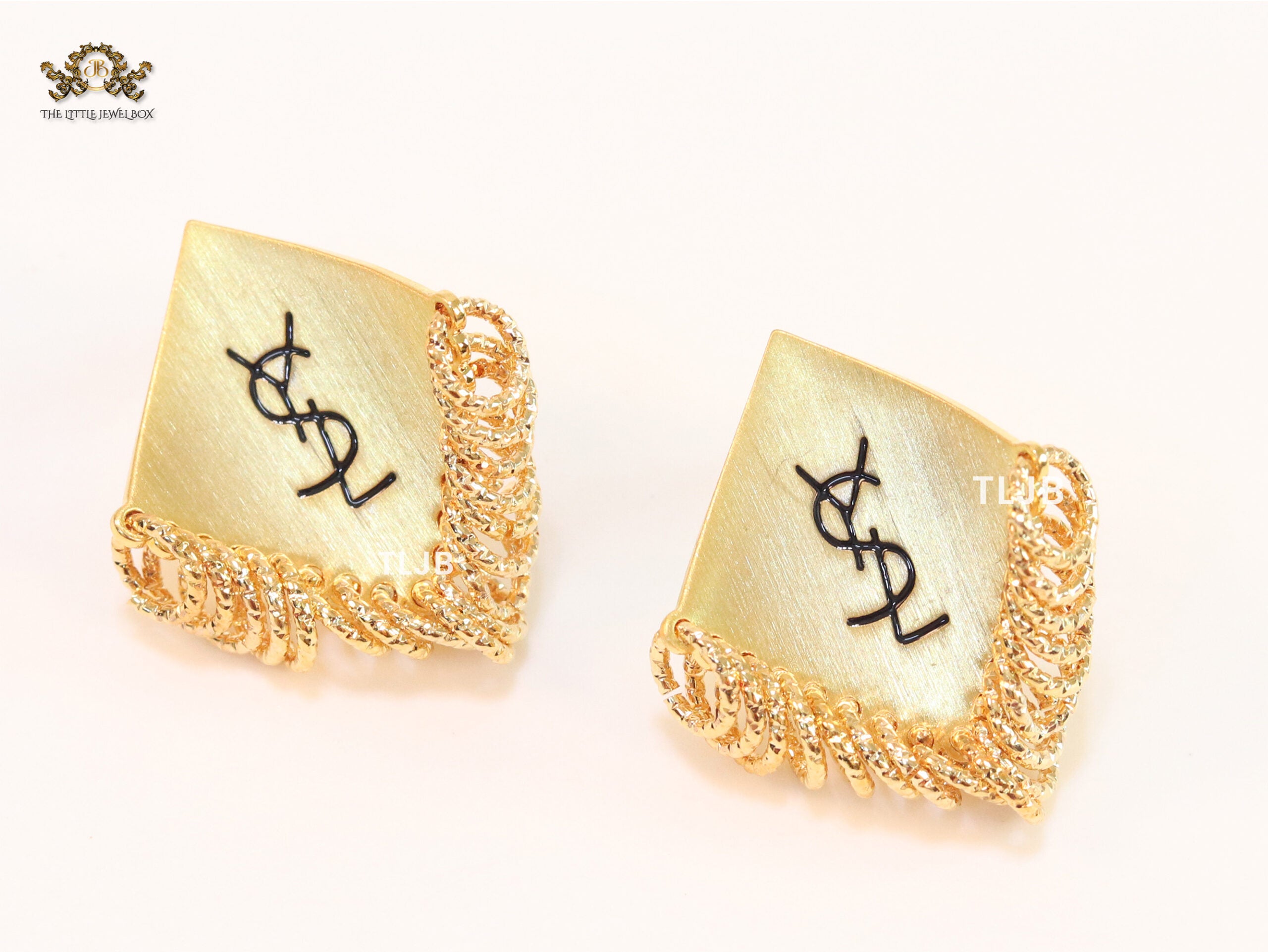 Alphabet Y gold studs with small tassels