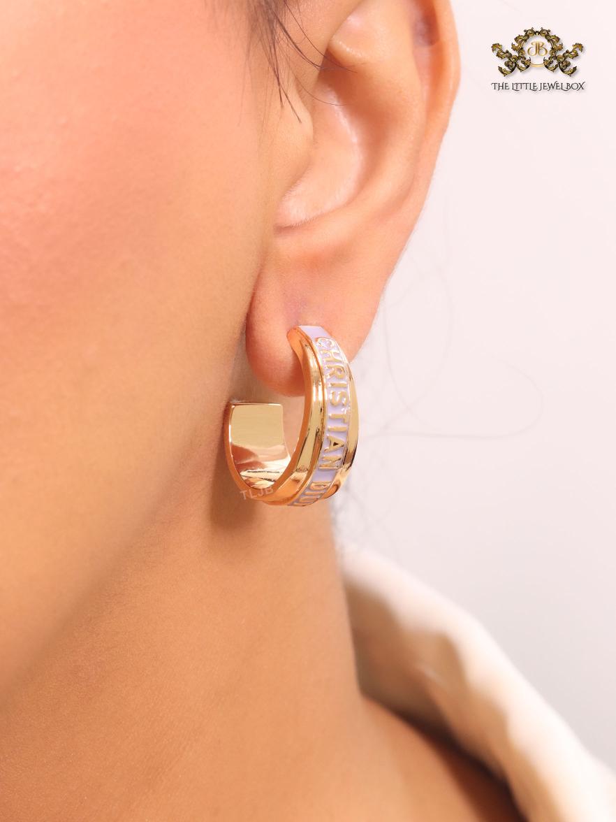 Alphabet C and D small hoops lavender