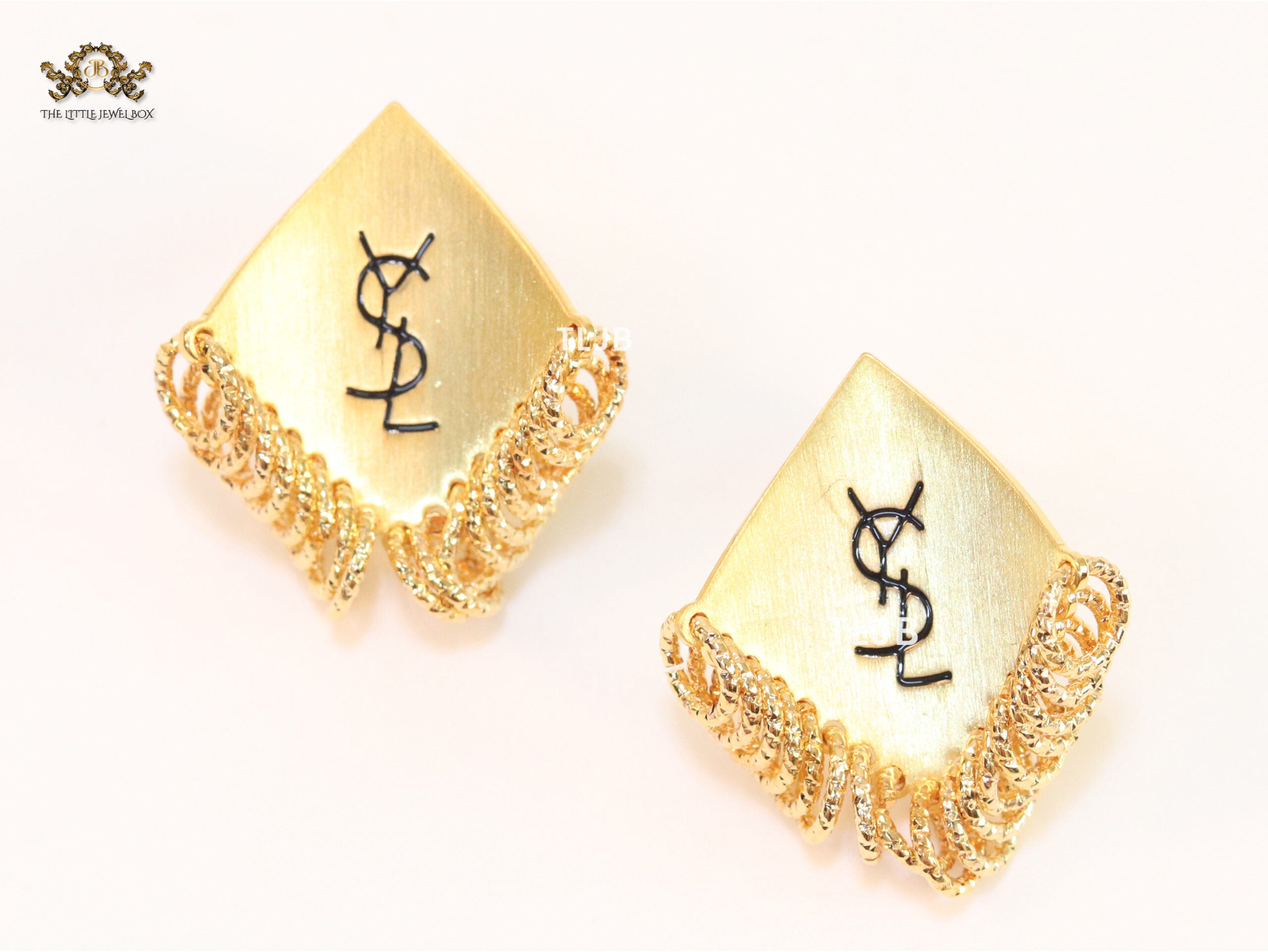 Alphabet Y gold studs with small tassels