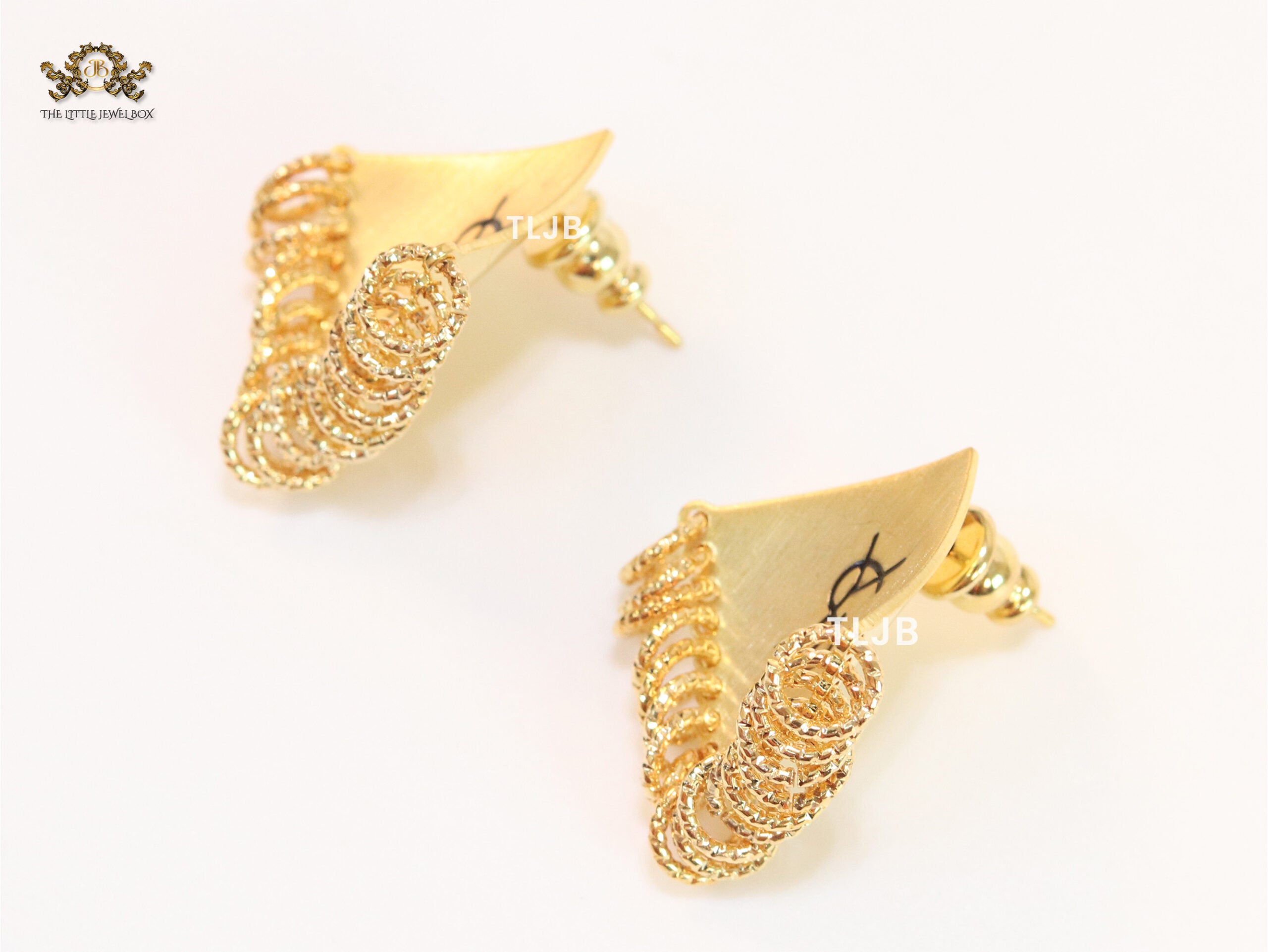 Alphabet Y gold studs with small tassels
