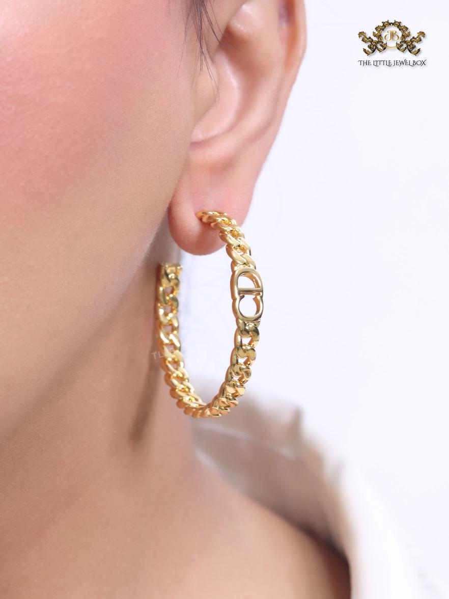 Alphabet C and D sleek link chain hoops 45 mm