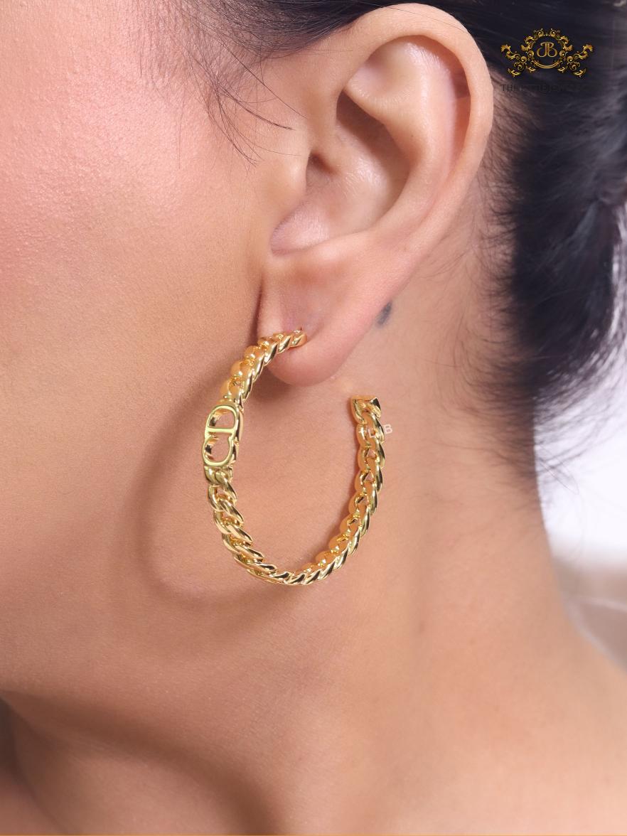 Alphabet C and D sleek link chain hoops 45 mm