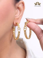 Alphabet C and D sleek link chain hoops 45 mm