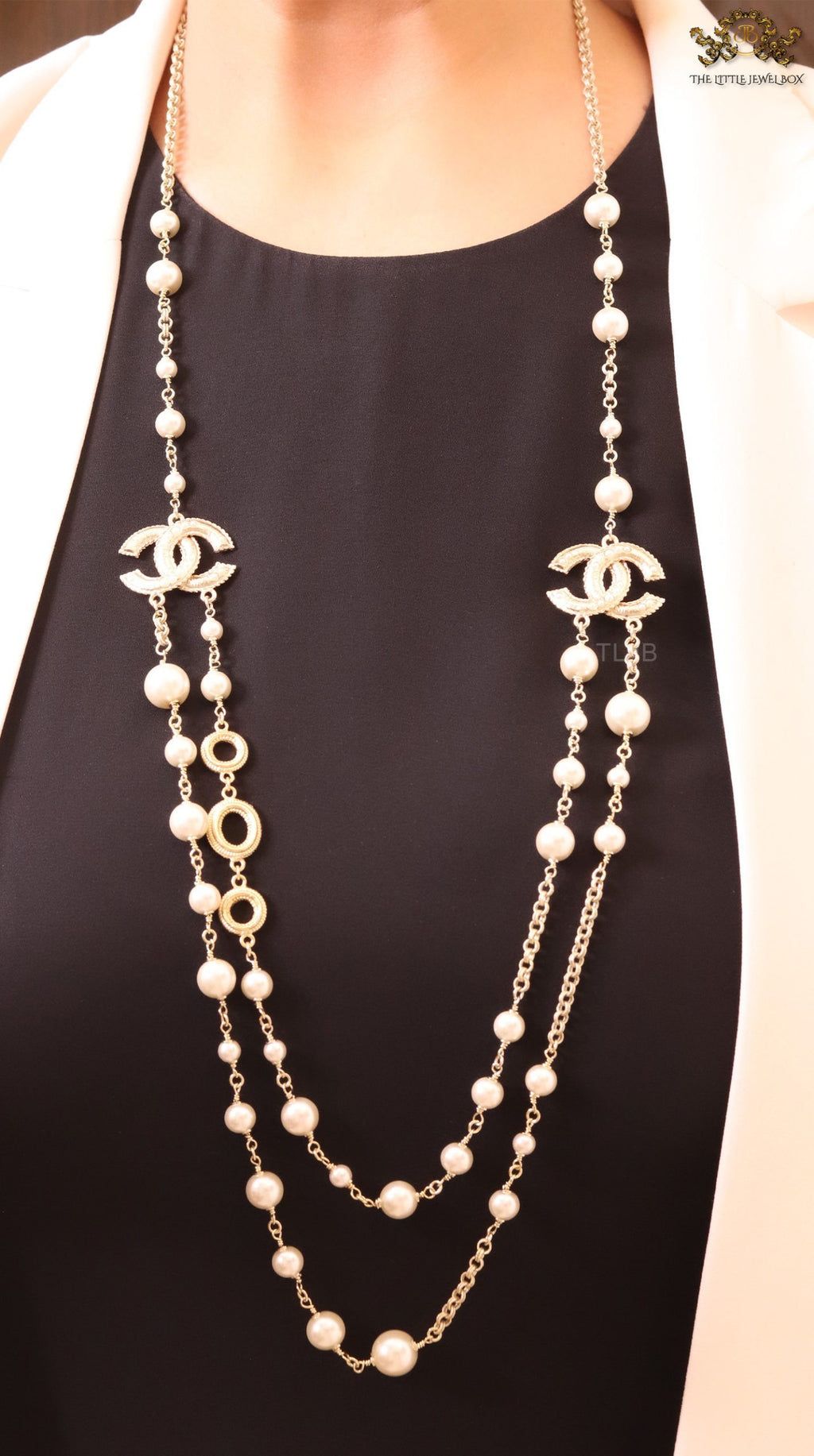 Double layered rustic gold and pear Double C chain
