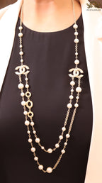 Double layered rustic gold and pear Double C chain