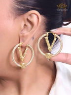 CZ and gold medusa hoops 45 mm