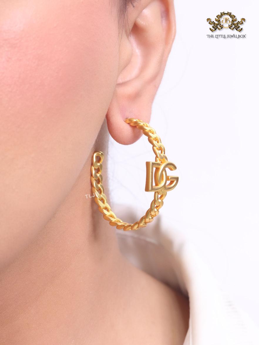 Alphabet D & G all gold link chain hoops 42 mm