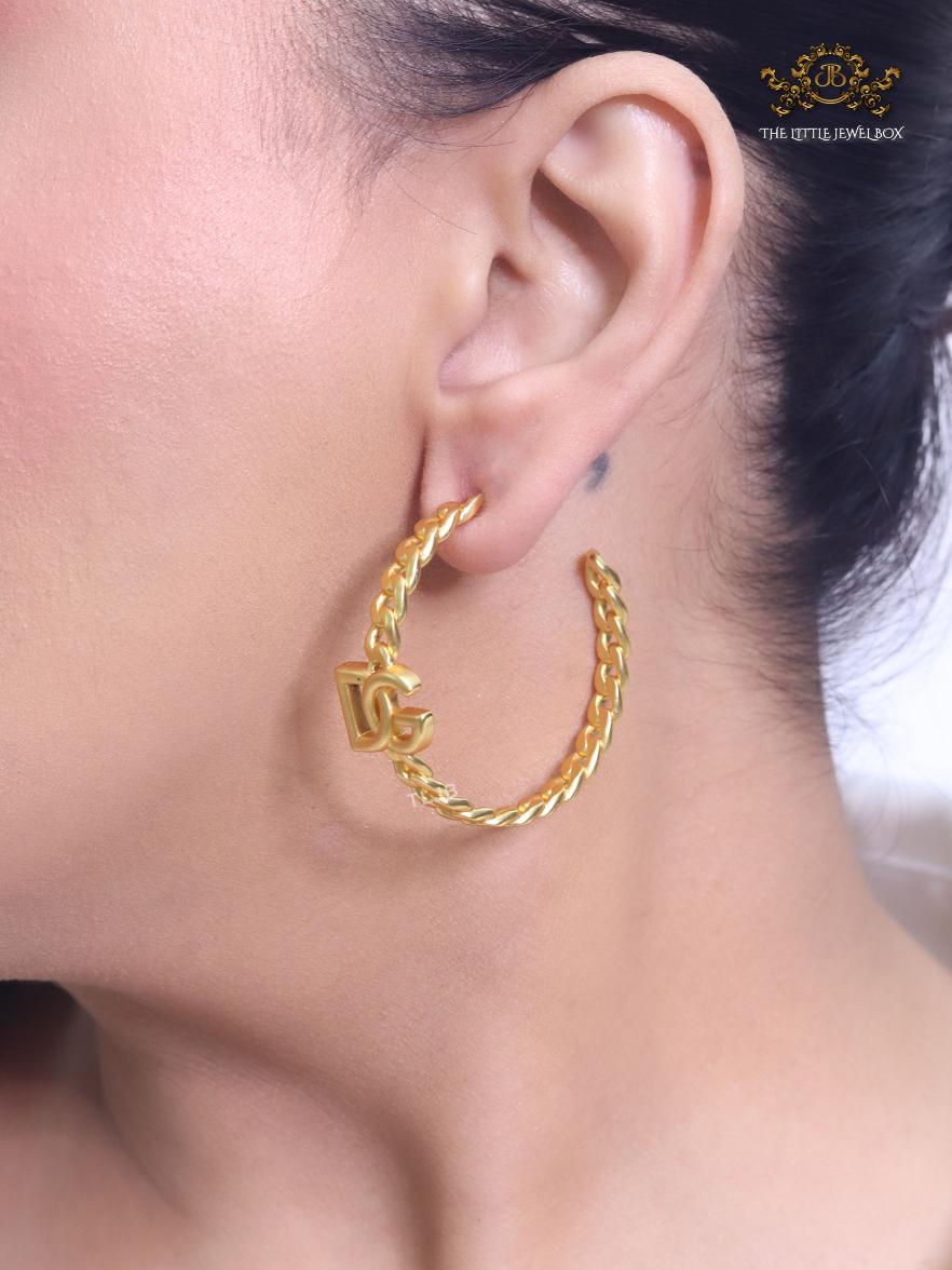 Alphabet D & G all gold link chain hoops 42 mm