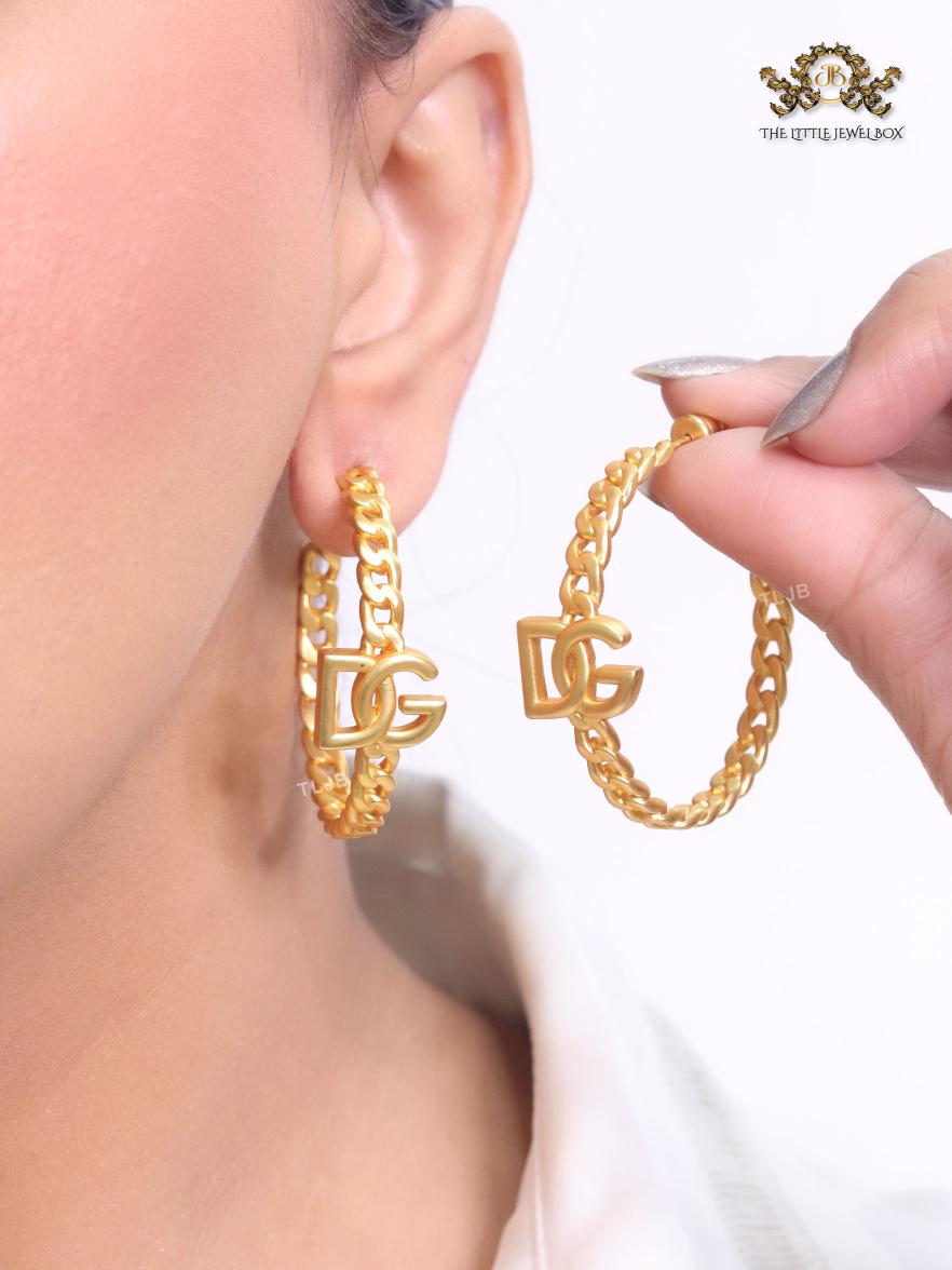 Alphabet D & G all gold link chain hoops 42 mm