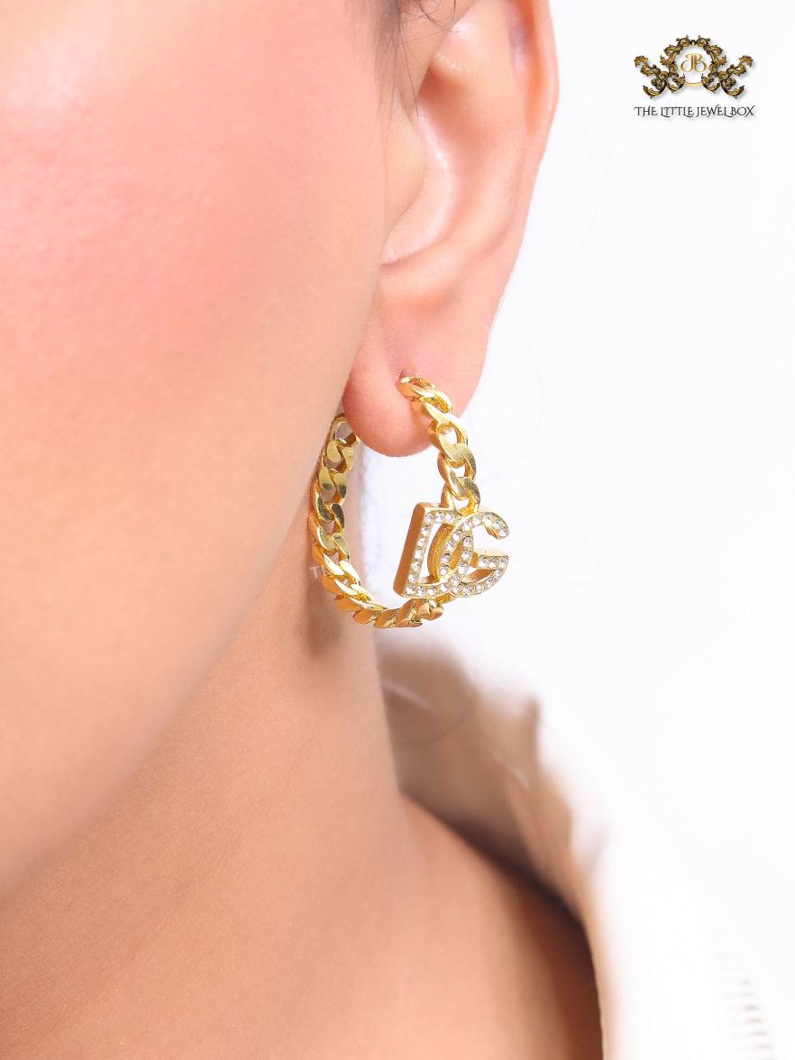 Alphabet D & G dual tone link chain hoops 30 mm