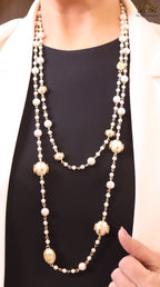 Gold Double C on Pearl chain