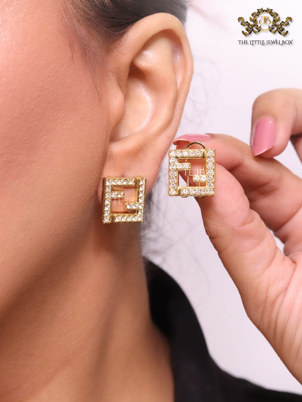 Double F cz earrings