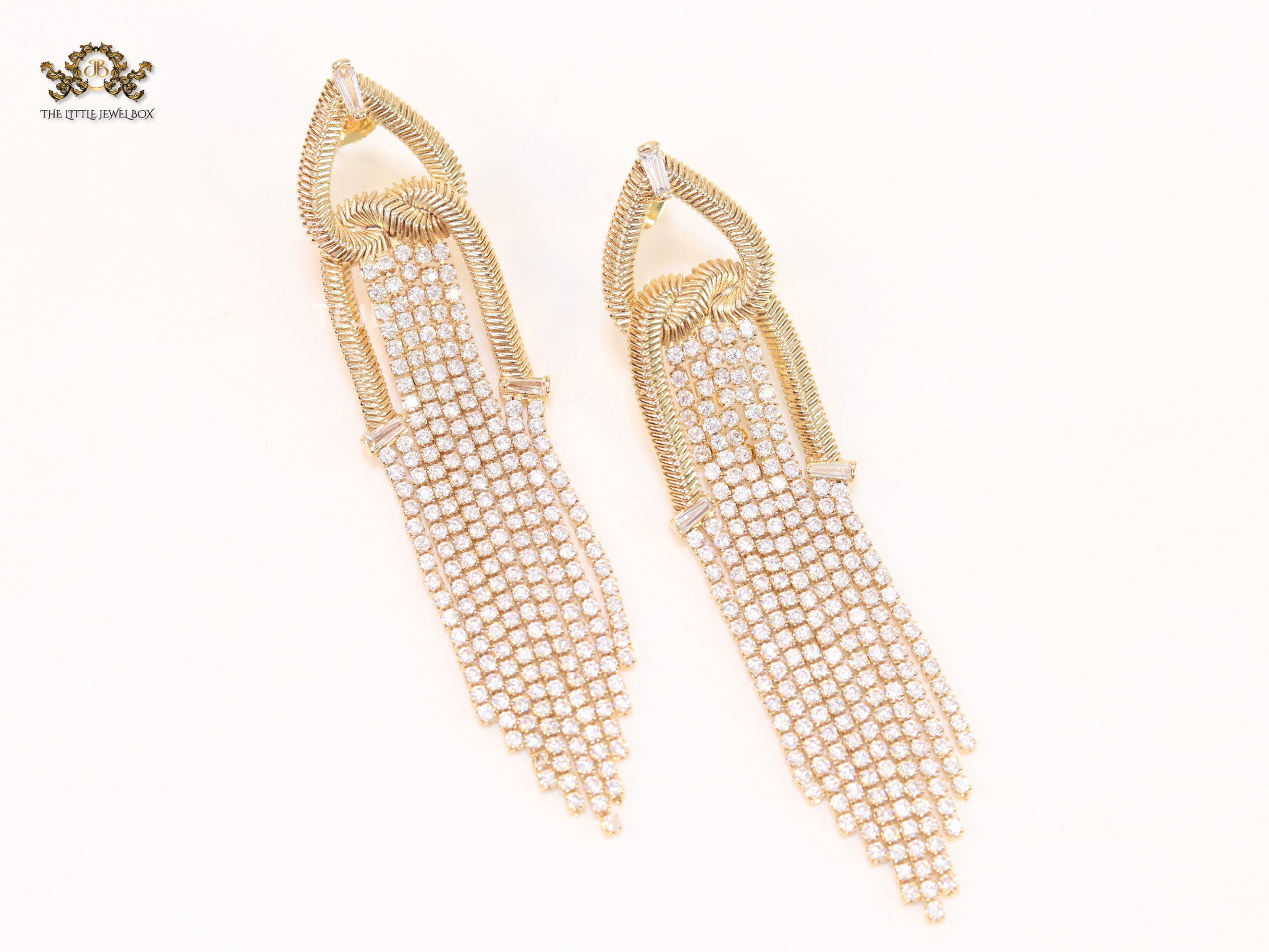 Gold cz tassels with heart