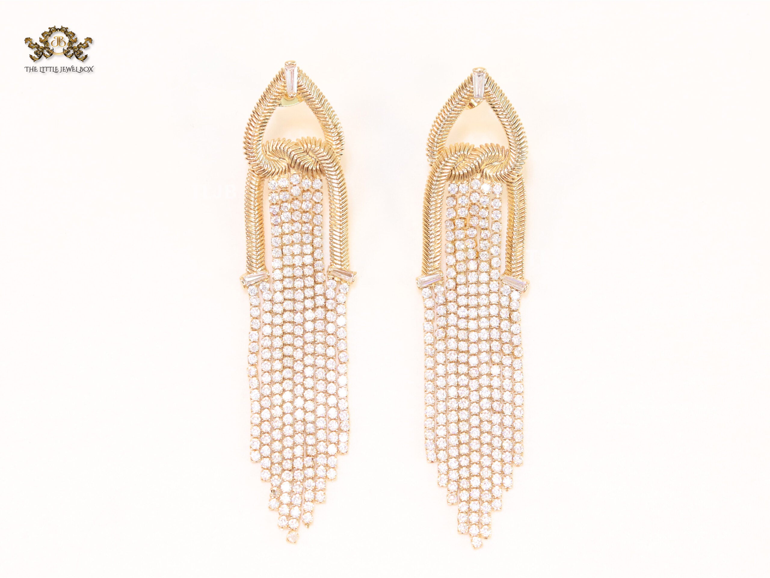 Gold cz tassels with heart