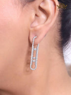 Platinum  sleek Cz earrings with 3 stones
